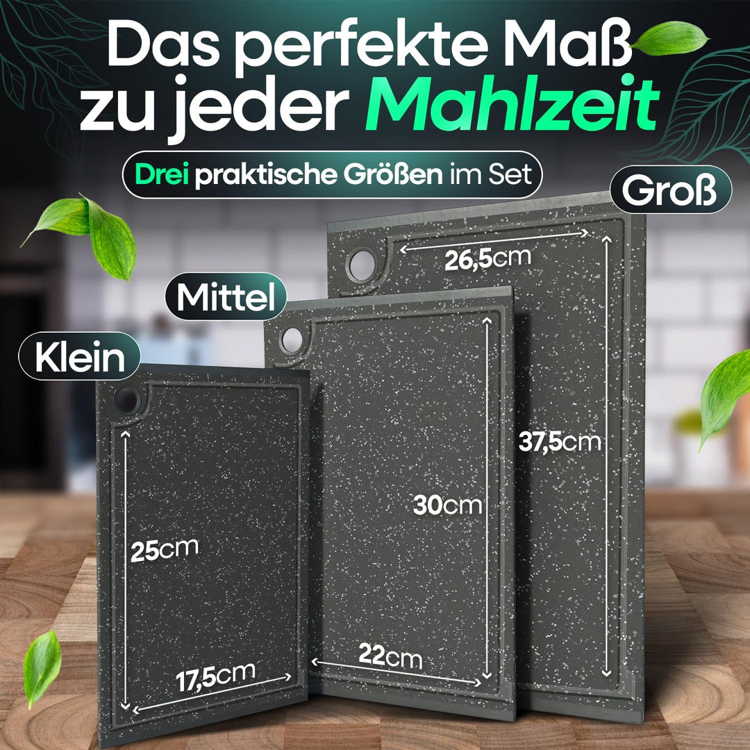 Loco Bird Schneidebrett Kunststoff spülmaschinenfest - rutschfeste Schneidebretter 3er Set - 37,5x26