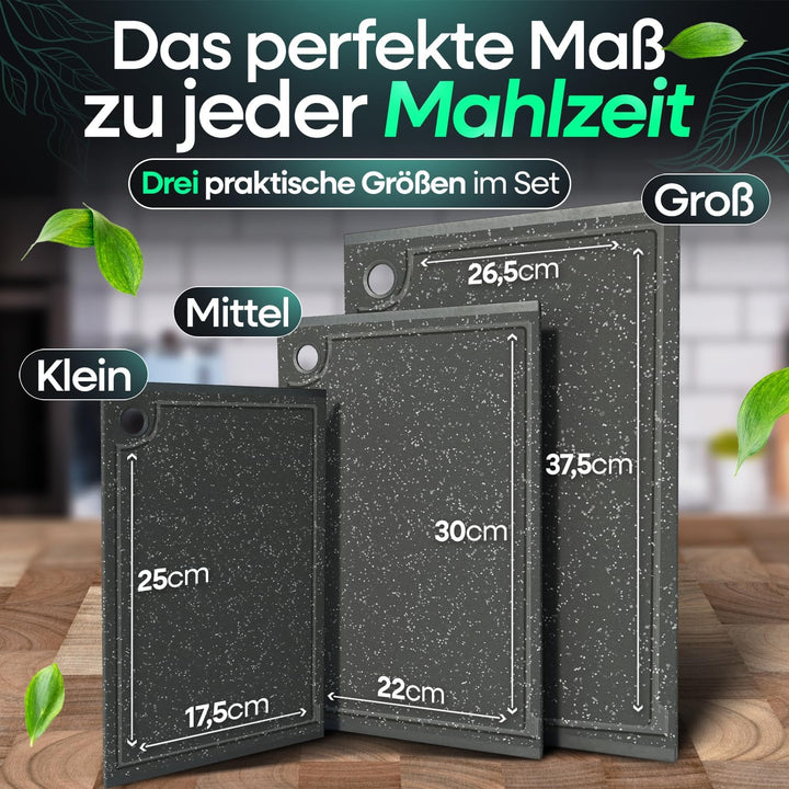 Loco Bird Schneidebrett Kunststoff spülmaschinenfest - rutschfeste Schneidebretter 3er Set - 37,5x26