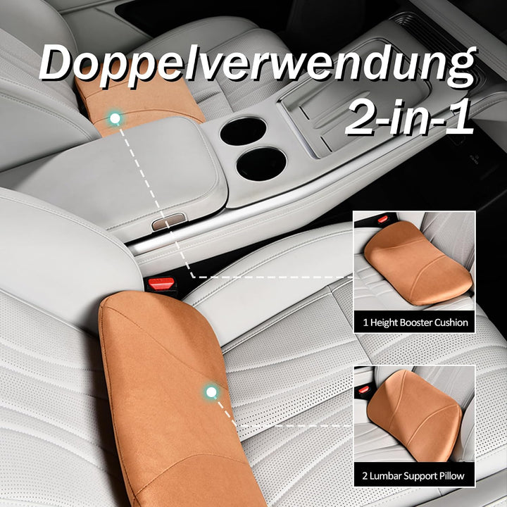 Lendenstützkissen Auto, Memory Foam Füllung &amp; Hautfreundliches Samtleder – Taillengerechte Passform