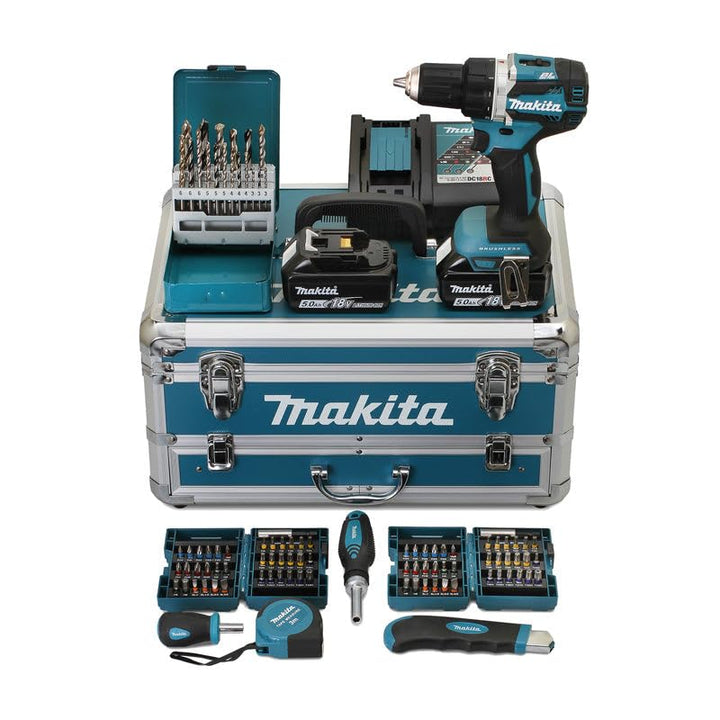 Makita Bohrschrauber 18 V 5,0 Ah + 96 Zubehörteile