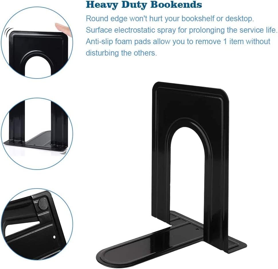 DIFIT Buchstützen, 8 Paare Buchstützen Buchhalter, Buchstützen Metall Buchstützen für Magazin/Bücher