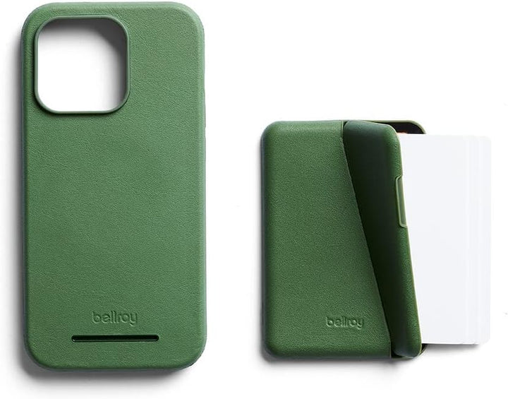 Bellroy Mod Hülle + Brieftasche für iPhone 14 Pro - (Leder-Handyhülle, Slim Card Holder) - Evergreen
