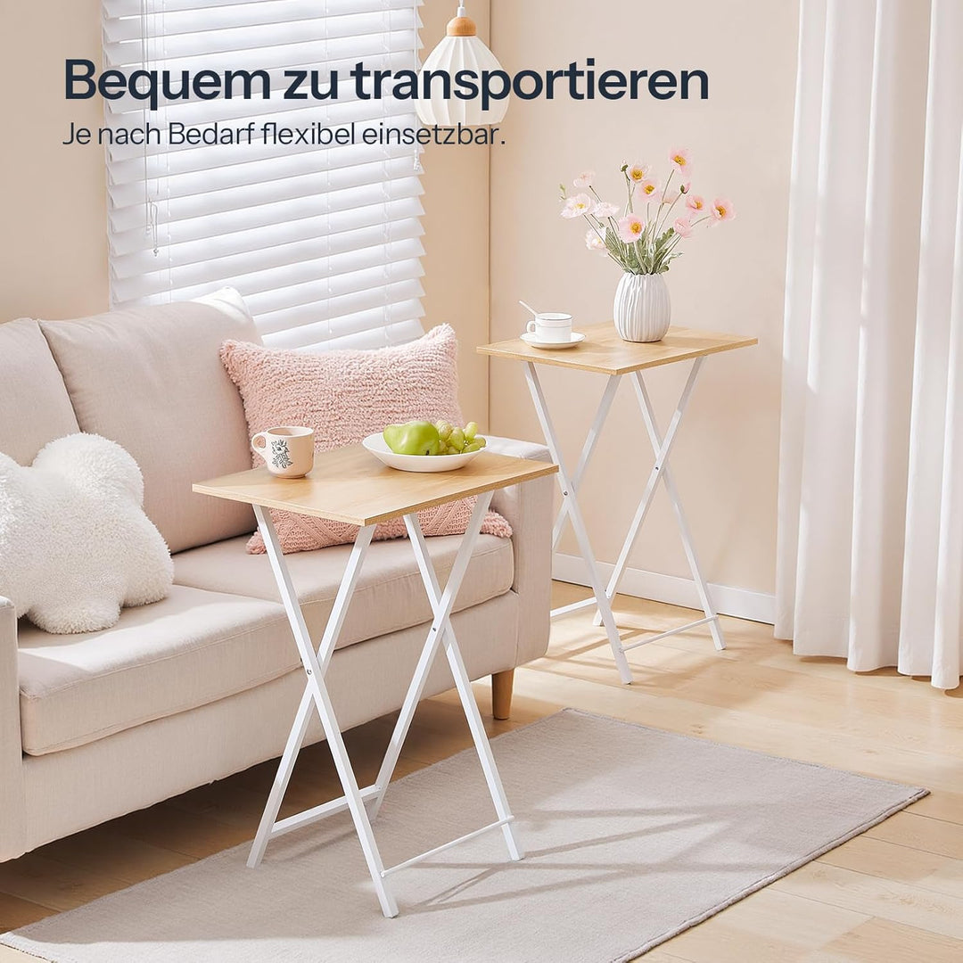 HOOBRO Beistelltisch, Klappbar Tablett Tisch, Sofatisch, TV Tray im Industriestil, Einfach Montierba