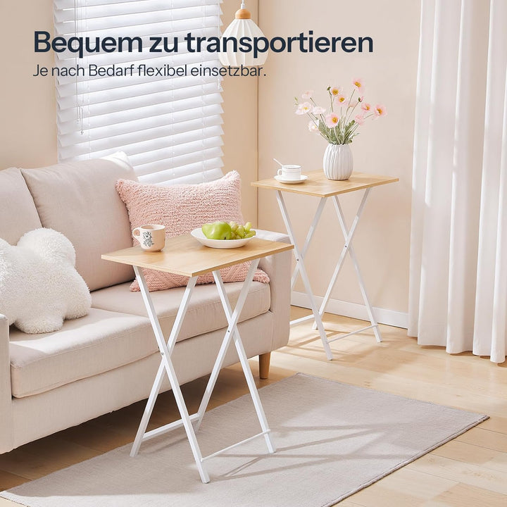HOOBRO Beistelltisch, Klappbar Tablett Tisch, Sofatisch, TV Tray im Industriestil, Einfach Montierba