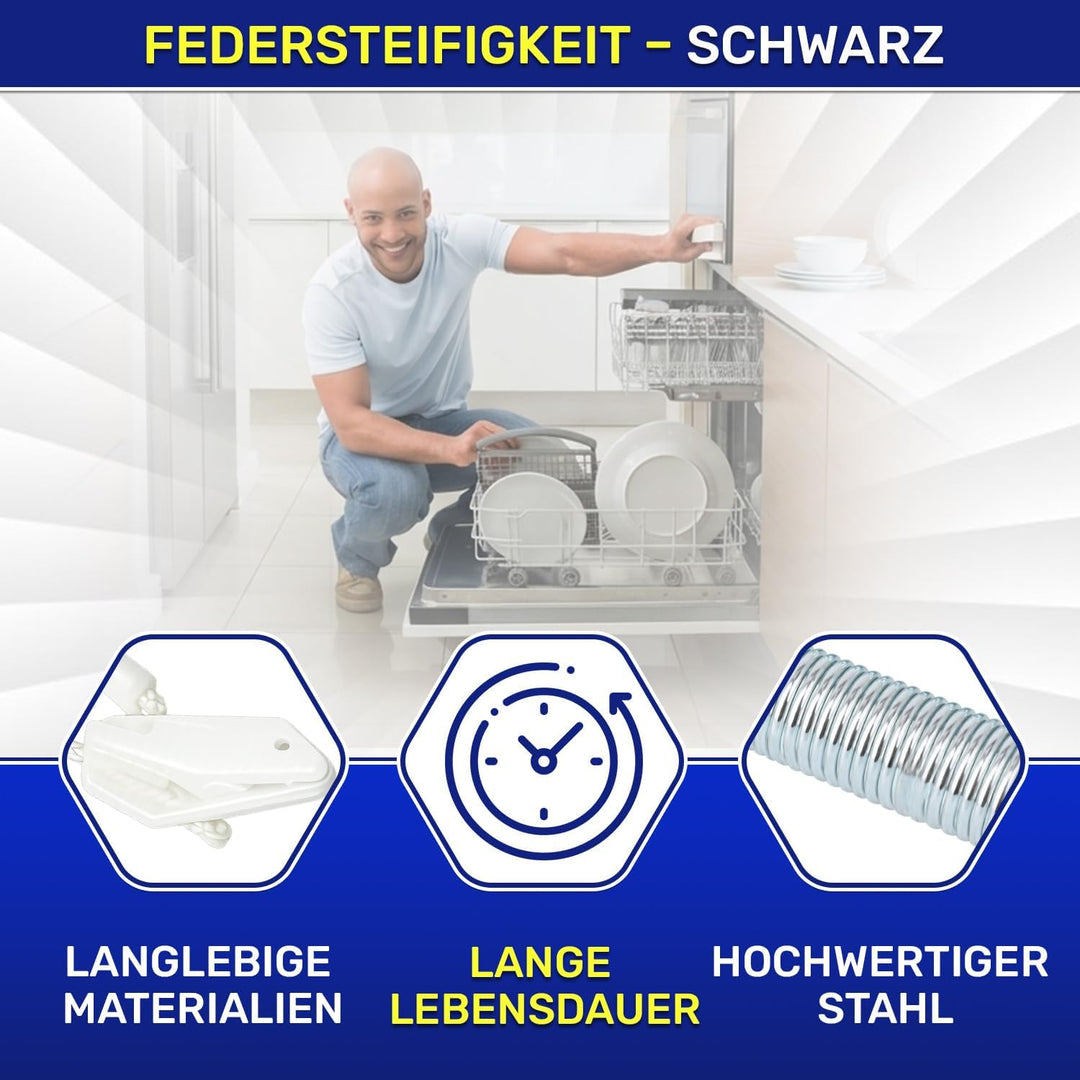 Reparaturset Scharniere in Schwarz und Feder für Geschirrspüler mit dem Originalcode 00754869 für Bo