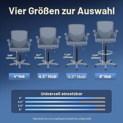 Mastery Mart Gasdruckfeder Bürostuhl Ersatzteile, 315mm - 455mm Gasfeder für Bürostuhl, 152mm Reisel