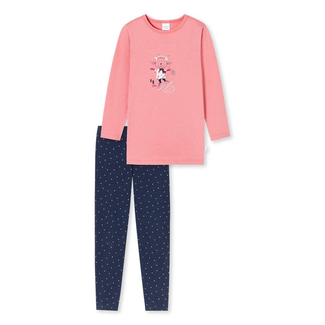Schiesser Mädchen Schlafanzug lang – Einhorn, Sterne, Dots, Waldmotive und Hexen, Altrosa (rosa), 12