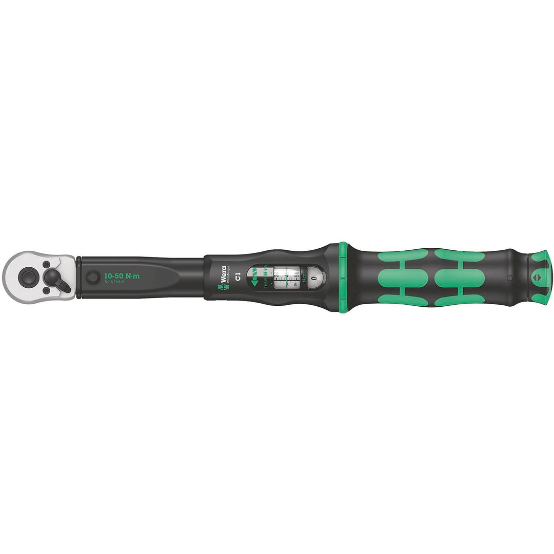 Wera 05075620001 Click-Torque C 1 Drehmomentschlüssel mit Umschaltknarre Schwarz, Grün, 1/2", 10-50
