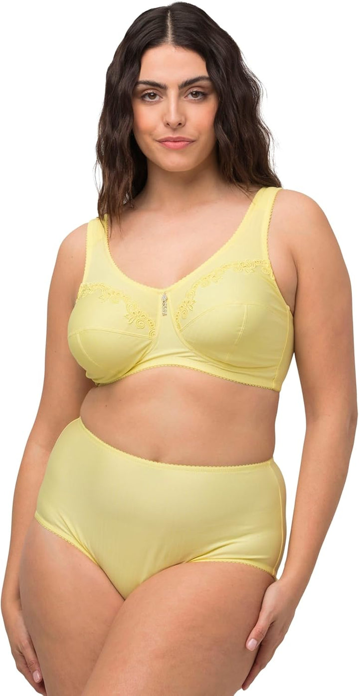 Ulla Popken Damen Entlastungs-BH, Ohne Bügel, Strassanhänger, Cup C - G BHS 105E Vanillegelb, 105E V