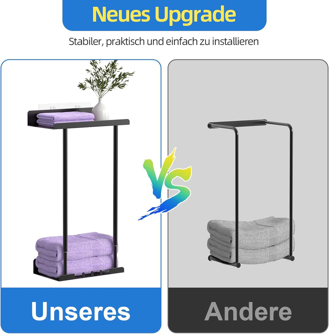 OUTWOLF Badezimmer Handtuchhalter Bohrungsfrei – Ausziehbarer Selbstklebender Wandregal Mit Ablage,
