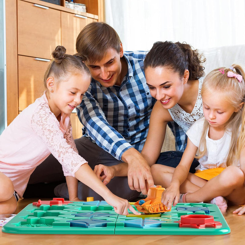 burgkidz Logischer Strassenbauer für Kinder, Logik Puzzle Labyrinth Brettspiele mit Auto Zurückziehe