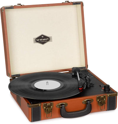 auna Jerry Lee Retro Plattenspieler - Schallplattenspieler mit Stereolautsprecher, Vinyl Player mit