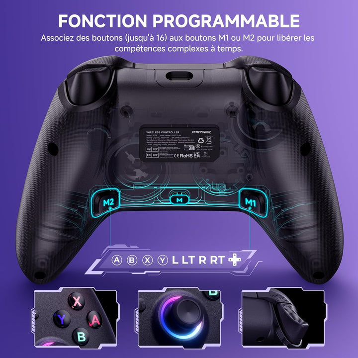 ECHTPower Switch Controller, Switch Pro Controller mit Turbo/Programmbare Taste/Vibration/RGB/6-Achs