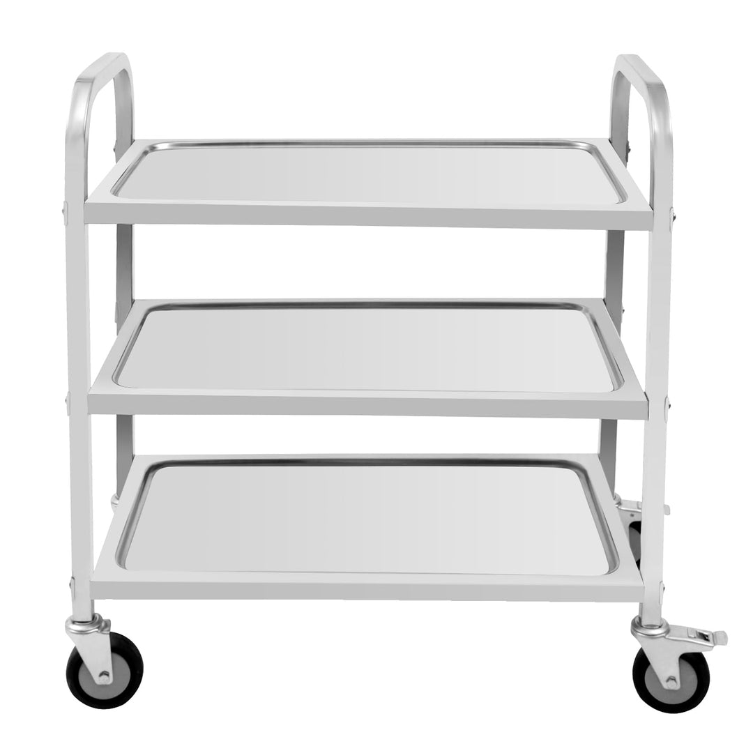 Edelstahl Servierwagen, Küchenwagen mit 3 Böden & Rollen, Rollenwagen, Allzweckwagen für Küchen, Res