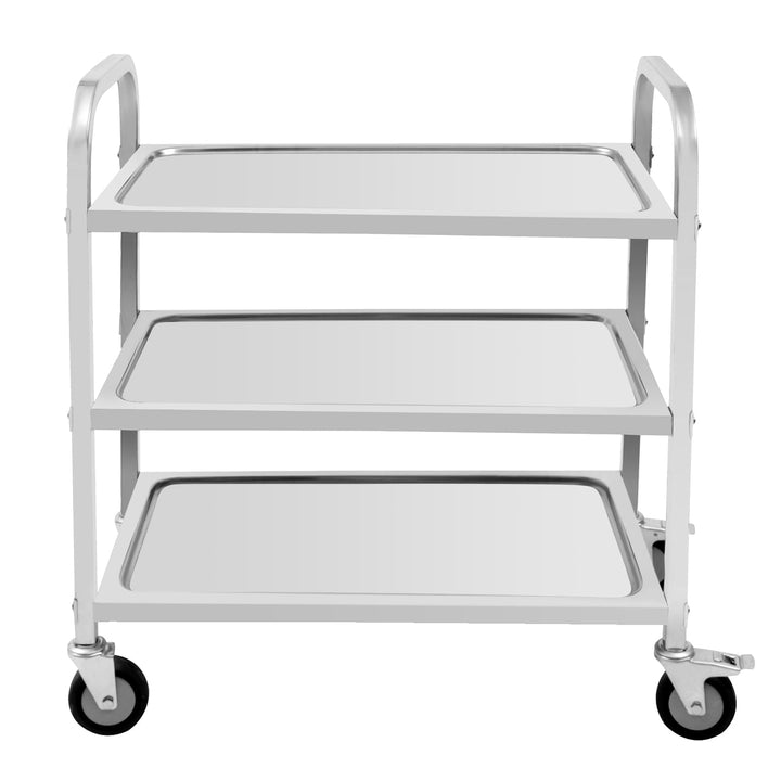 Edelstahl Servierwagen, Küchenwagen mit 3 Böden & Rollen, Rollenwagen, Allzweckwagen für Küchen, Res