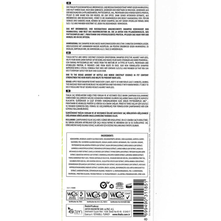2L Thalia Brennnessel & Rosskastanien Shampoo 2x 1000 ml (2000 ml), unterstützt den Haarwachstum, ge