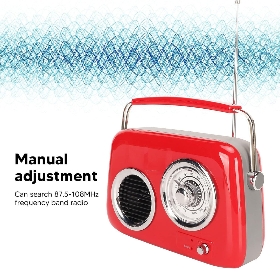 Retro Radio FM/USB/AUX mit Bluetooth 5.0 HiFi Stereo Kofferradio mit 1500 mAh Batterie Lautsprecher,