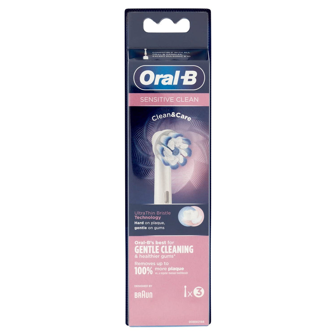 Oral-B Sensitive Clean Ersatzbürstenköpfe für elektrische Zahnbürste, Packung mit 3 Stück. Weiss 3 s
