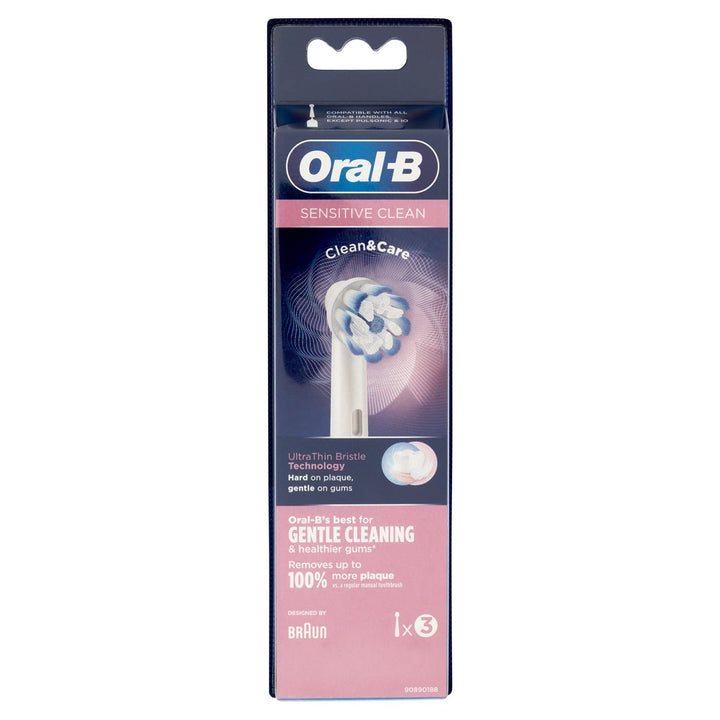 Oral-B Sensitive Clean Ersatzbürstenköpfe für elektrische Zahnbürste, Packung mit 3 Stück. Weiss 3 s