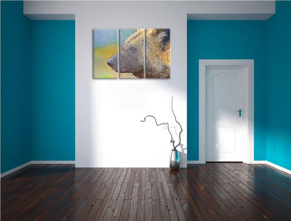 Hyäne im Seitenprofil Spezial 3-Teiler Leinwandbild 120x80 Bild auf Leinwand, XXL riesige Bilder fer