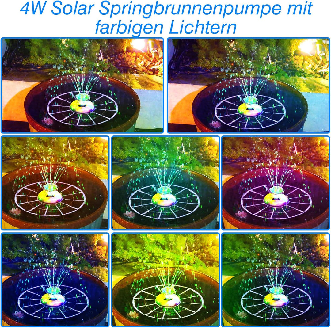 AISITIN 4W LED Solar Springbrunnen für Aussen mit Fernbedienung, Solar Schwimmender Fontäne Pumpe mi
