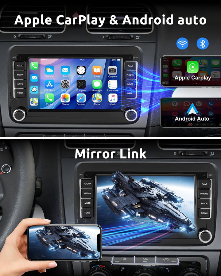 ESSGOO Android15 4+64G Wireless CarPlay Androidd Auto Autoradio Für VW Golf MK5 MK6 Polo Caddy Passa