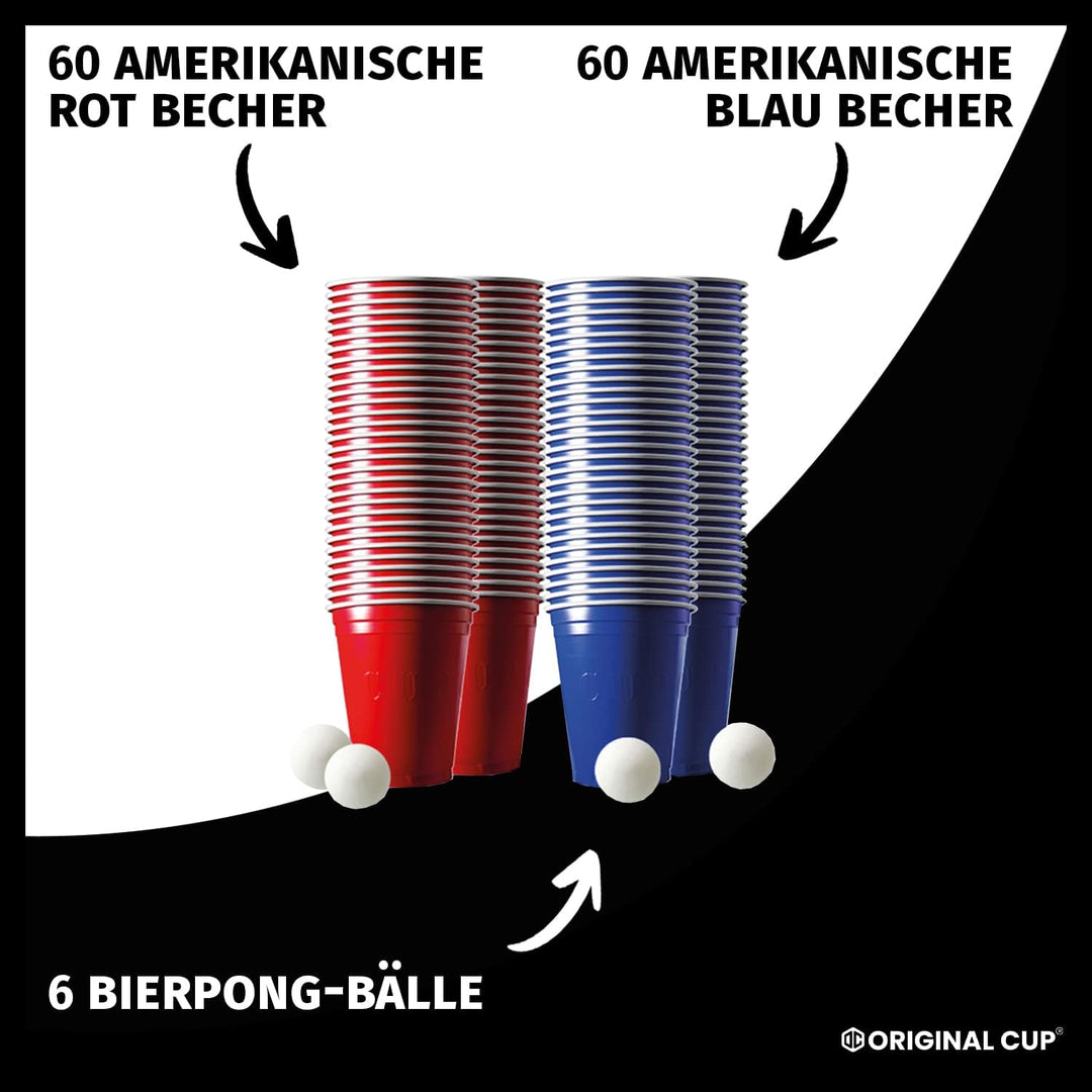 Beer Pong Offizieller Player Tisch mit Becherhalterung | Full Pack | Inkl. 1 Tisch + 120 53cl Becher