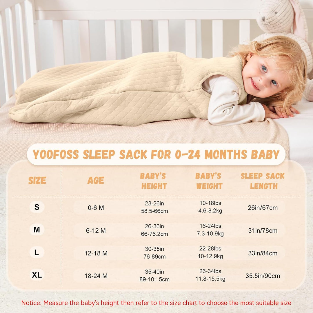 Yoofoss Schlafsack Baby Winter 2.5 Tog - 90cm/18-24 Monate Winterschlafsack Baumwolle Babyschlafsack