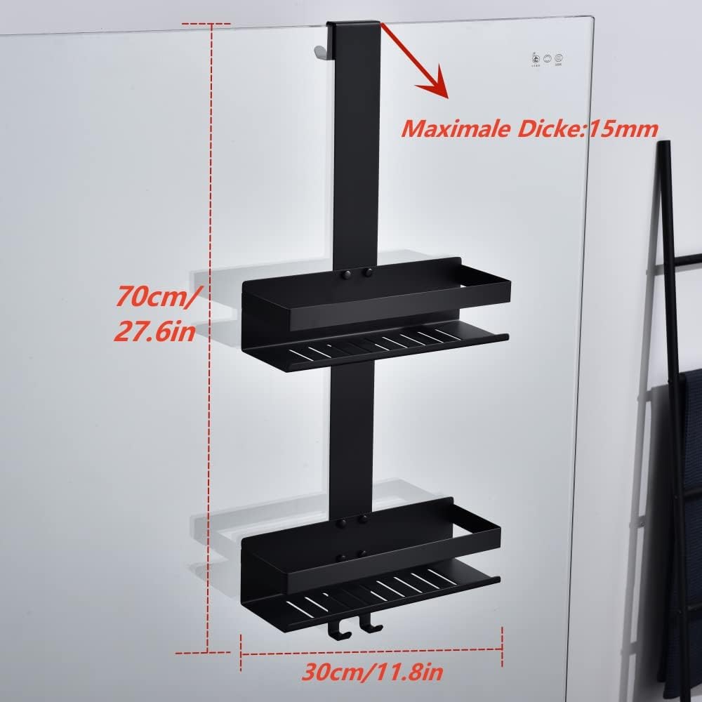HomeHeng Duschregal zum Hängen,2-Store Duschablage zum Hängen Mattschwarz, SUS304 Edelstahl Doppelt
