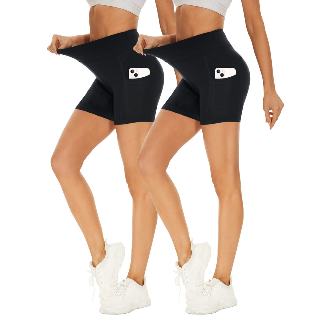 Missluck 2er Pack Radlerhose Damen Hohe Taille Kurze Sporthose Shorts Sommer Leggings Blickdicht Hot