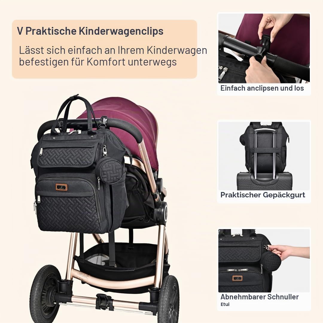 BabbleRoo Wickeltasche Rucksack Multifunktionale Grosse Wickelrucksack Babytasche mit Wickelauflage