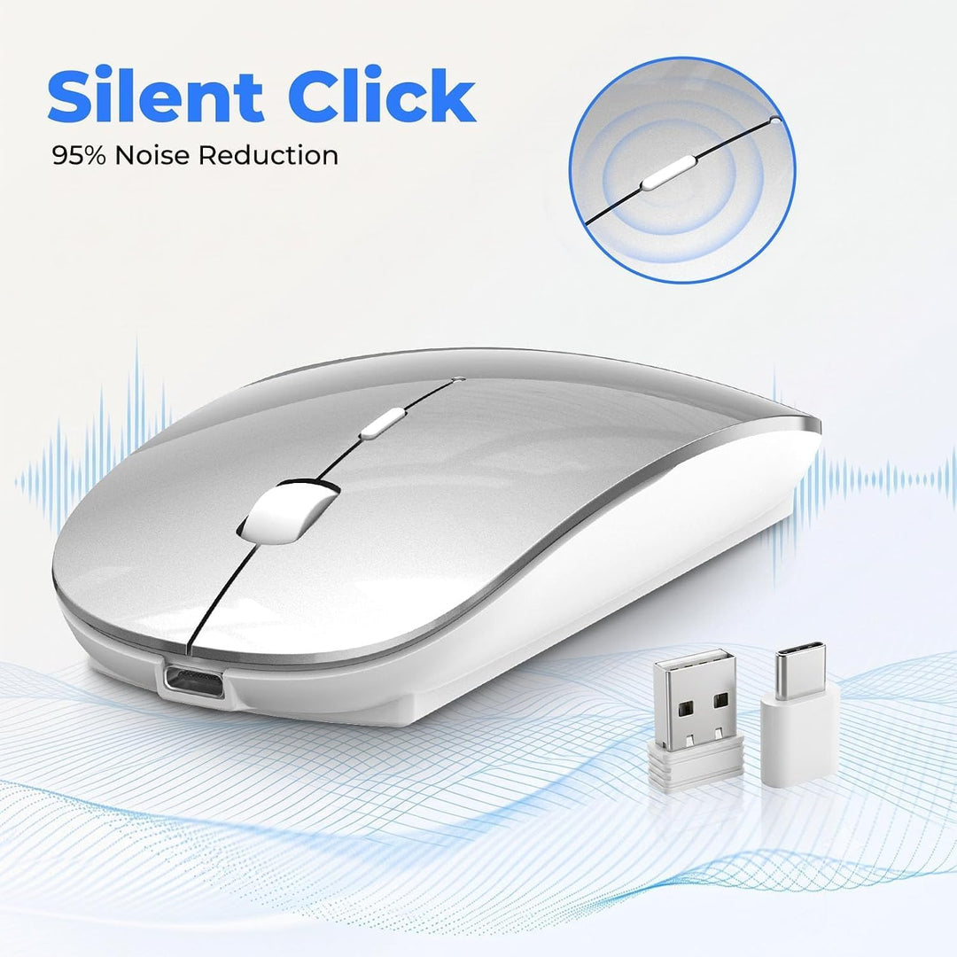 RaceGT Bluetooth Maus USB C Aufladbar, (BT5.4 + USBA+USBC) Mouse Kabellos Beidhändig Leise Ergonomis