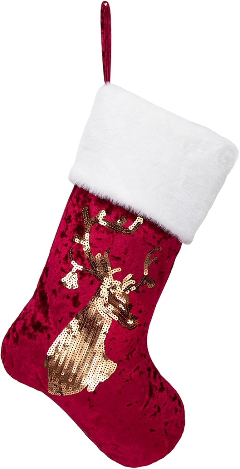 Beyond Your Thoughts Nikolausstrumpf Weihnachtsstrumpf zum Befüllen &amp; Aufhängen, Nikolaussocke Weihn
