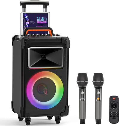 JYX Karaoke Maschine, Karaoke Anlage mit 2 Mikrofonen, Tragbare Bluetooth Lautsprecher für Erwachsen
