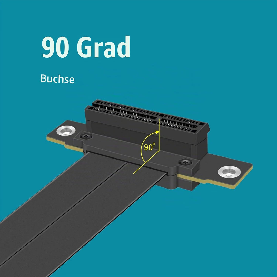 GLOTRENDS 60mm PCIe 3.0 X4 Riser Kabel für M.2, WiFi, Firewire, USB, Soundkarten, etc 60mm 0 bis 90