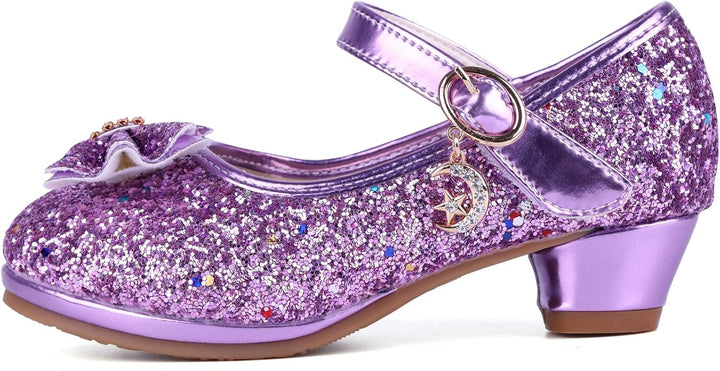 Prinzessin Schuhe Mädchen High Heels Sandalen Mädchen Pailletten Party Pumps Kinder 29 EU Lila, 29 E