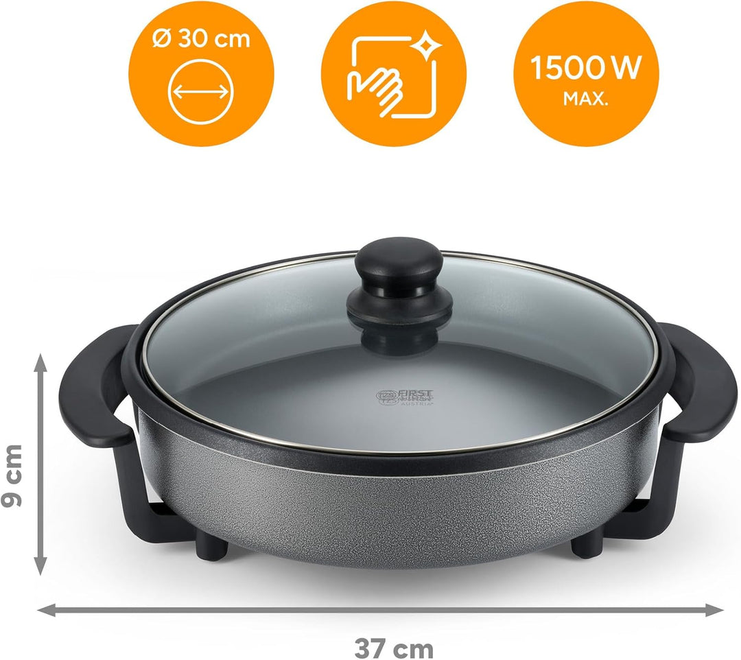 TZS First Austria - Elektrische Multipfanne 1,8L - Ø30cm - 1500W - 5 Temperatureinstellungen - 240°C