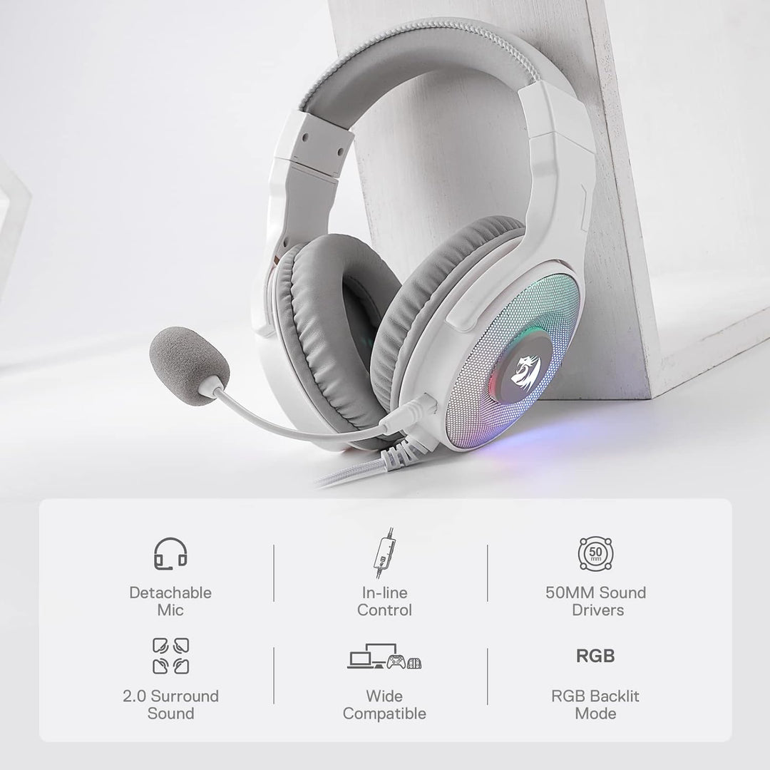 Redragon H350 RGB kabelgebundenes Gaming-Kopfhörer, dynamische RGB-Hintergrundbeleuchtung - Stereo-S