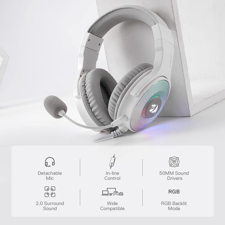 Redragon H350 RGB kabelgebundenes Gaming-Kopfhörer, dynamische RGB-Hintergrundbeleuchtung - Stereo-S