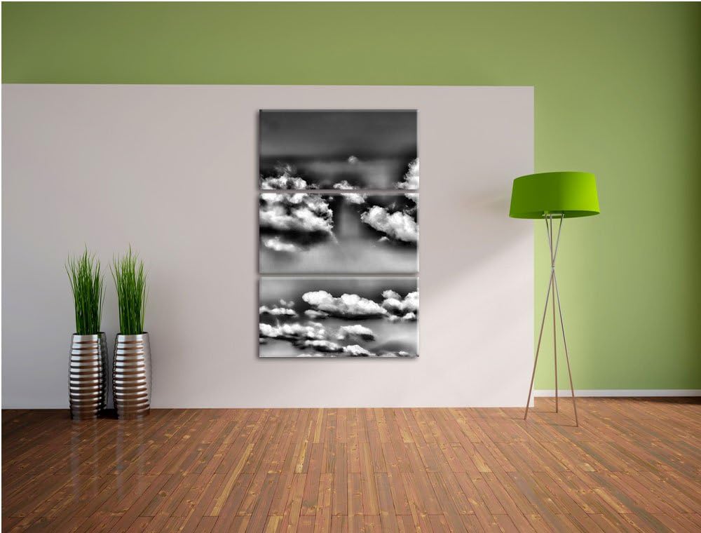 Pixxprint Wolken am blauen Himmel als Leinwandbild/Grösse: 3 Teilig (120x80) cm/Wandbild/Kunstdruck/