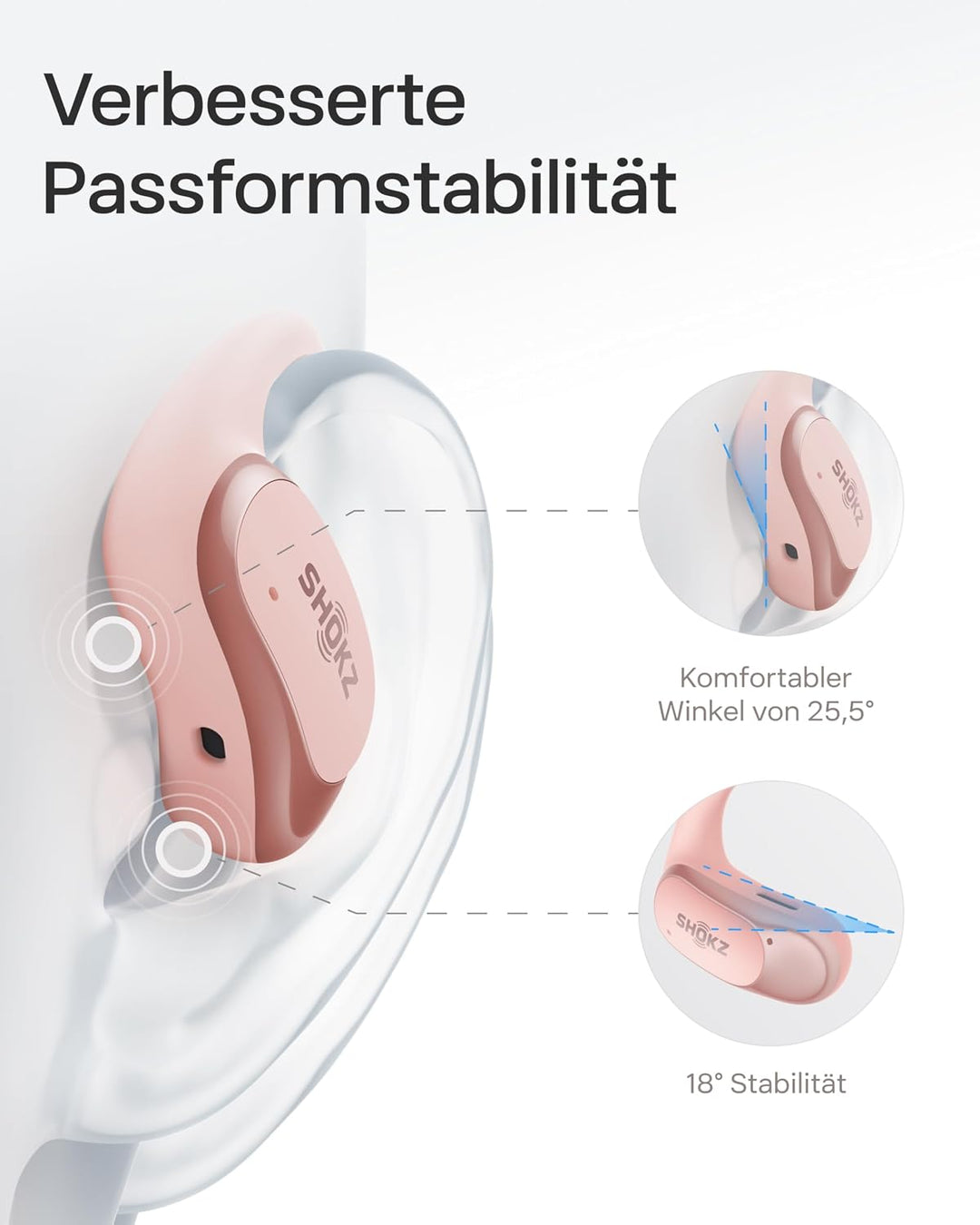 SHOKZ OpenFit Air Open-Ear-Kopfhörer, True Wireless Bluetooth-Ohrhörer mit Mikrofon, Ohrhörer mit Ai