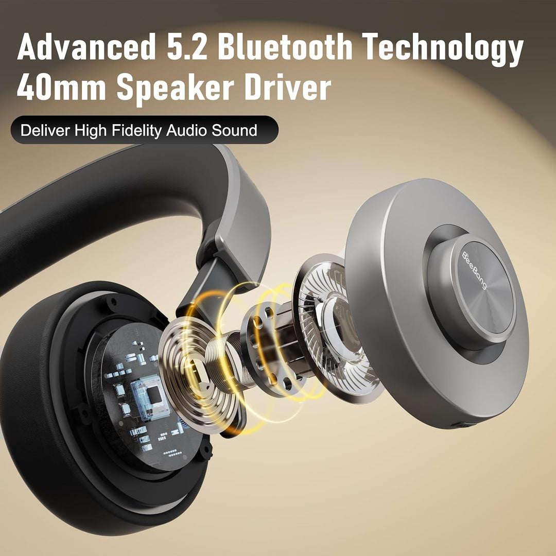 Beebang Bluetooth Headset mit Mikrophone, Kabelloses Headset für PC Laptop, 32h Gesprächszeit, USB A