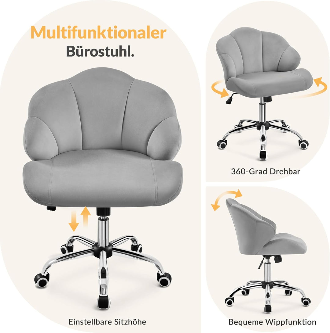 Yaheetech Bürostuhl Ergonomisch Schreibtischstuhl höhenverstellbar Drehstuhl, Bürosessel in Muschelf