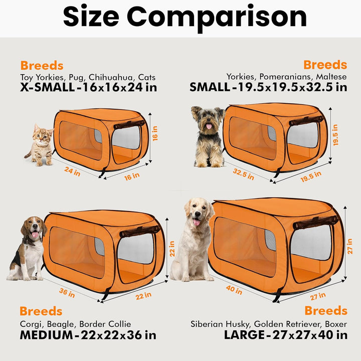 Beatrice Home Fashions SOLPPK00ORG Pop Up Pet Kennel Portable Pet Kennel Cage, Orange, Orange