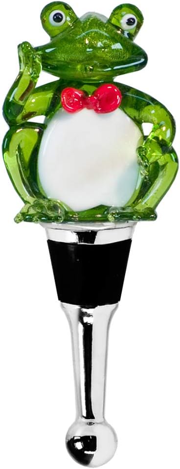 EDZARD Flaschenverschluss Frosch für Champagner, Wein und Sekt, Höhe 11 cm, Muranoglas, Handarbeit (