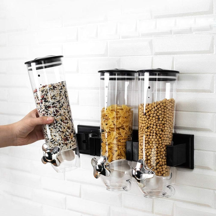 BAKAJI Dreifacher Müsli-Spender zur Wandmontage, Wandmontage, Spender für trockene Lebensmittel, Süs