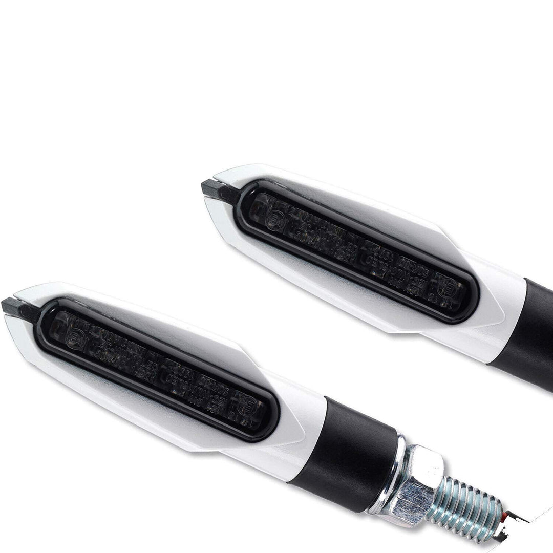 LED Motorrad Mini Blinker weiss schwarz getönt vorne hinten e-geprüft 12V 1 Paar