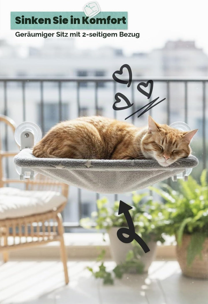 Kabelloser Katzensitz am Fenster f¨¹r gro?e Katzen, Leuchtender Katzensack am Fenster mit Haken-Desi