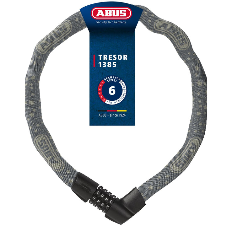 ABUS Kettenschloss Tresor 1385/75 – Zahlenschloss aus gehärtetem Stahl – 6 mm starke Vierkantkette –