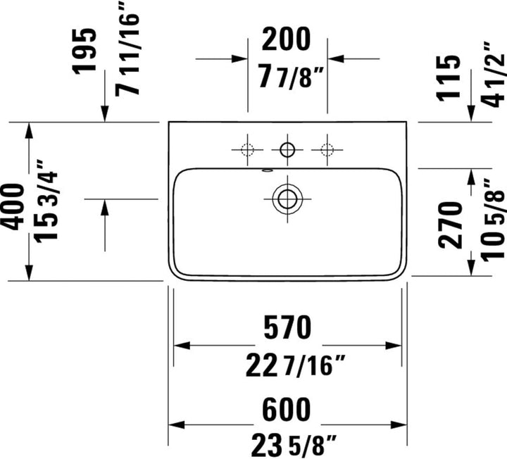 Duravit ME by Starck Waschtisch Compact Weiss Hochglanz 600mm